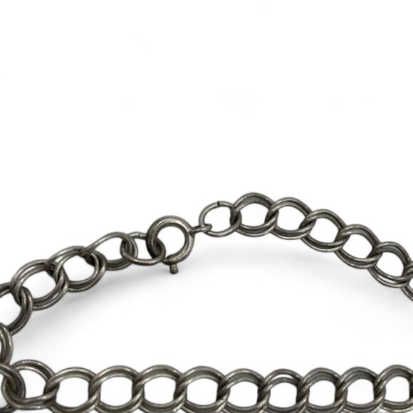 Vintage Sterling Silver Double Curb Chain Bracelet 5g Mid Century 7.25 in Dainty - Picture 5 of 7